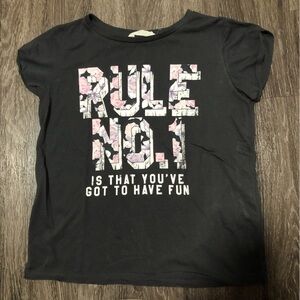 H&M Kids "Rule No. 1" Floral Graphic T-shirt - Black, US 10-12Y